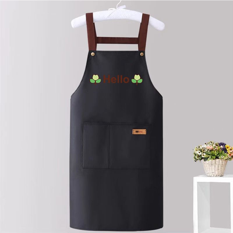 Waterproof Kitchen Apron with Large Pockets Adjustable Cross Back Cooking Baking Apron for Cafe Restaurant-Black - Image 1