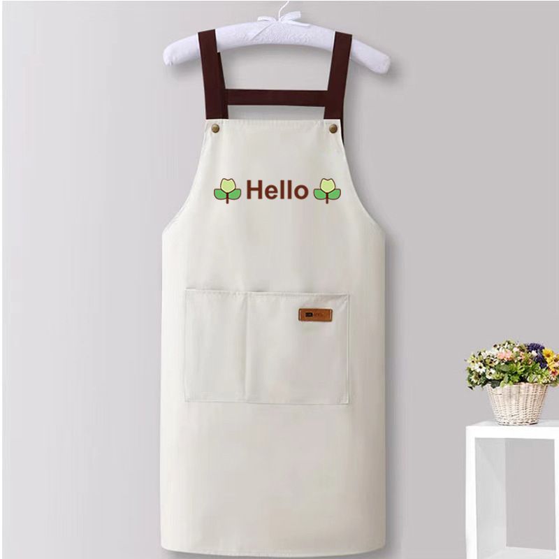 Waterproof Kitchen Apron with Large Pockets Adjustable Cross Back Cooking Baking Apron for Cafe Restaurant-White - Image 1