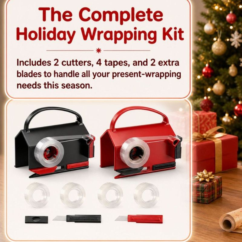 Gift Wrapping Paper Cutter Portable Wrap Dispenser Cutting Tool For Christmas Present Packaging-black - Image 4
