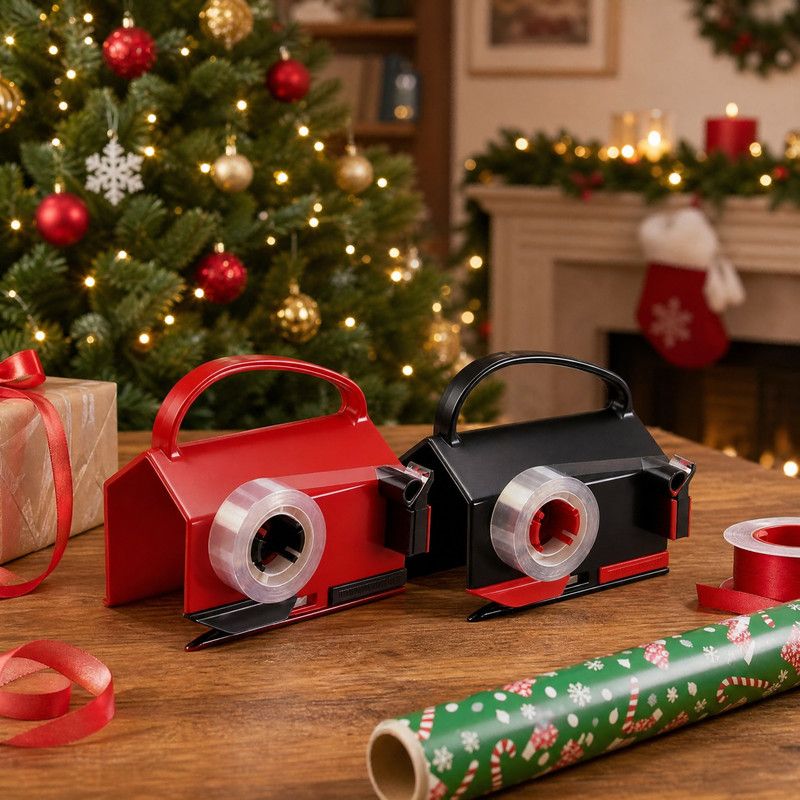 Gift Wrapping Paper Cutter Portable Wrap Dispenser Cutting Tool For Christmas Present Packaging-red - Image 1