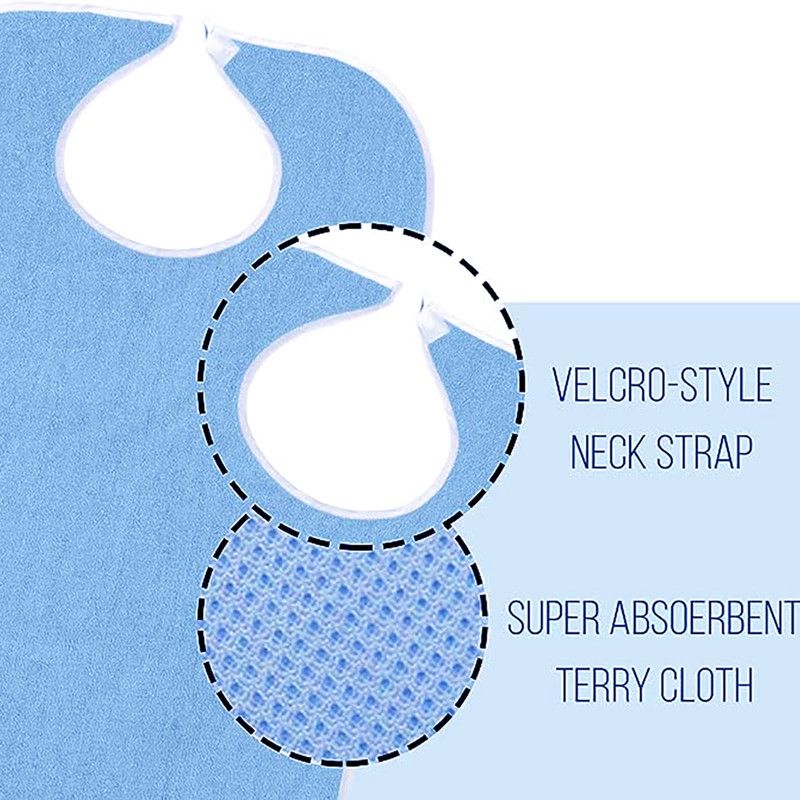 Waterproof Elderly Dining Bib With Food Catcher Pocket Reusable Washable Mealtime Protector For Adults - Image 2