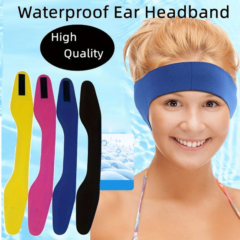 Waterproof Swimming Ear Protection Headband Neoprene Adjustable Hair Band For Shower Pool Kids Adults-Black - Image 2