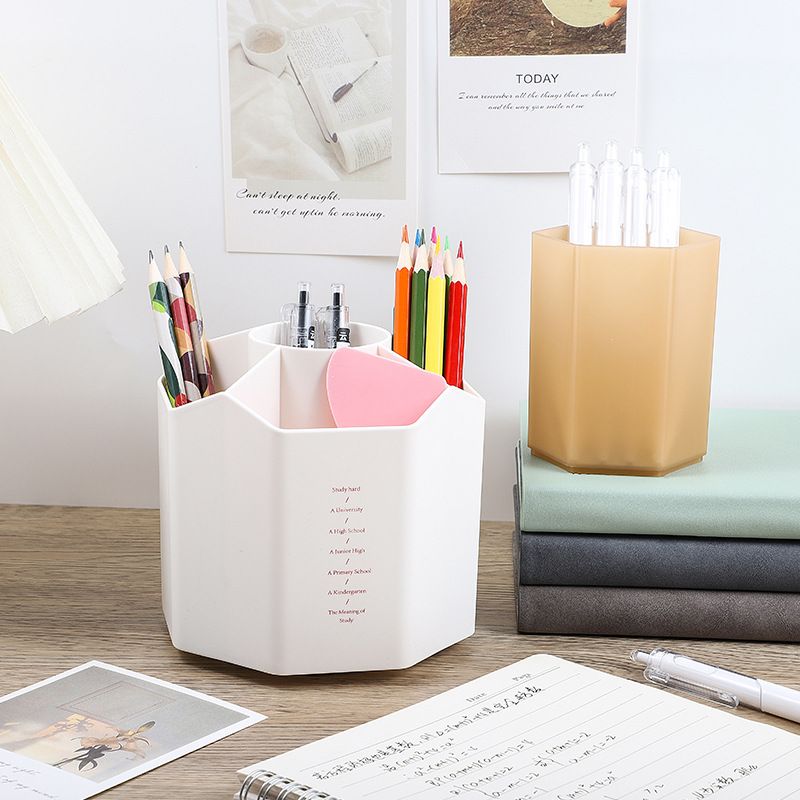 1pc 360 Rotating Plastic Desk Pen Organizer ， Dual-Purpose Art Supply Pencil Cup for Office, School, Home - Image 2