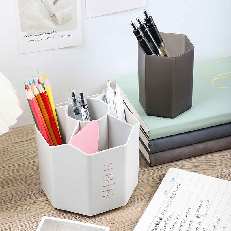 1pc 360 Rotating Plastic Desk Pen Organizer ， Dual-Purpose Art Supply Pencil Cup for Office, School, Home - Image 3