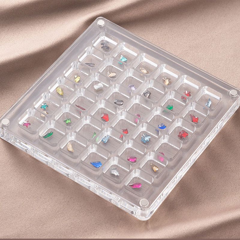 Acrylic Magnetic Seashell Display Box,Clear Sea Shell Display Box,Beach Magnet Storage Organizer Case for Seashell Diamond Beads,36 Grids,Transparent,1 Pack - Image 1