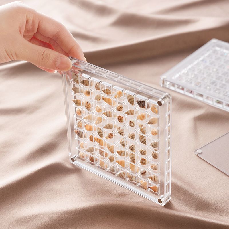 Acrylic Magnetic Seashell Display Box,Clear Sea Shell Display Box,Beach Magnet Storage Organizer Case for Seashell Diamond Beads,64 Grids,Transparent,1 Pack - Image 4