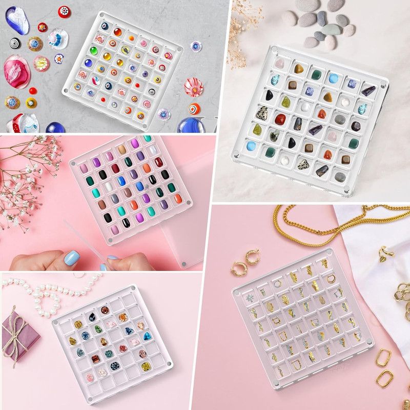 Acrylic Magnetic Seashell Display Box,Clear Sea Shell Display Box,Beach Magnet Storage Organizer Case for Seashell Diamond Beads,64 Grids,Transparent,1 Pack - Image 5