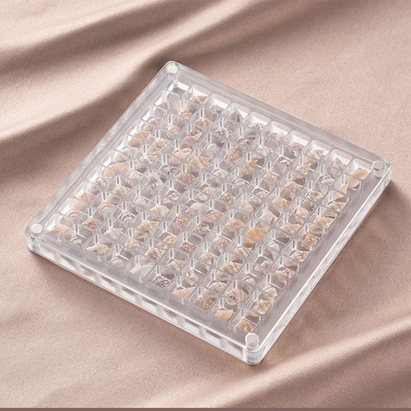 Acrylic Magnetic Seashell Display Box,Clear Sea Shell Display Box,Beach Magnet Storage Organizer Case for Seashell Diamond Beads,100 Grids,Transparent,1 Pack - Image 1