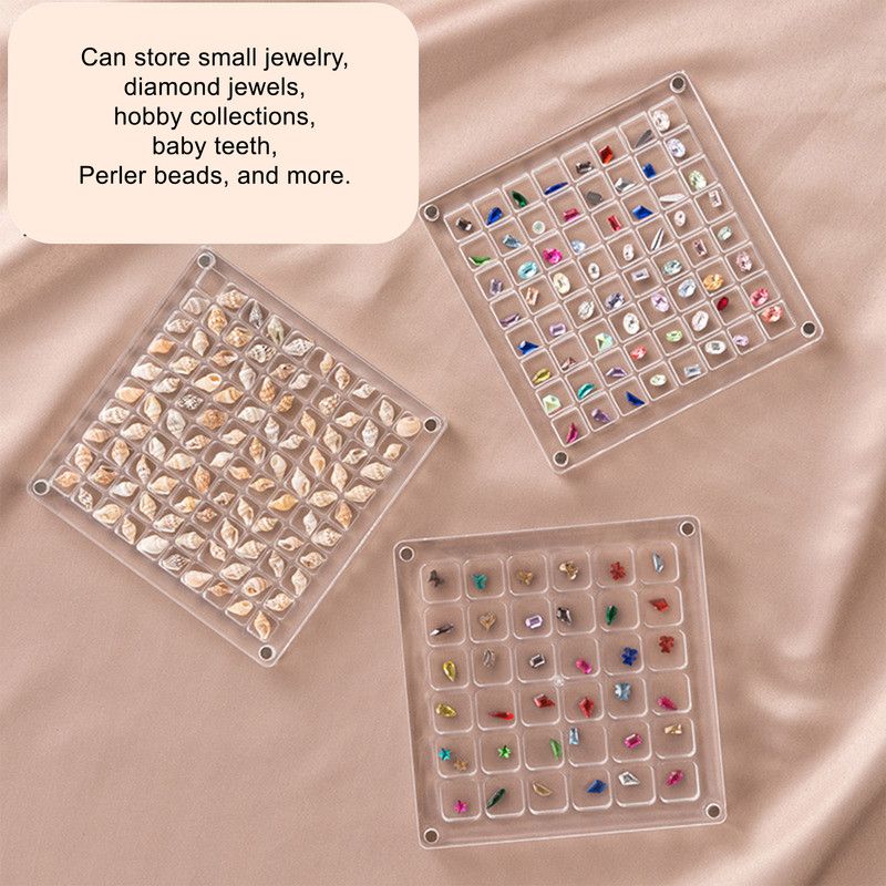 Acrylic Magnetic Seashell Display Box,Clear Sea Shell Display Box,Beach Magnet Storage Organizer Case for Seashell Diamond Beads,100 Grids,Transparent,1 Pack - Image 2