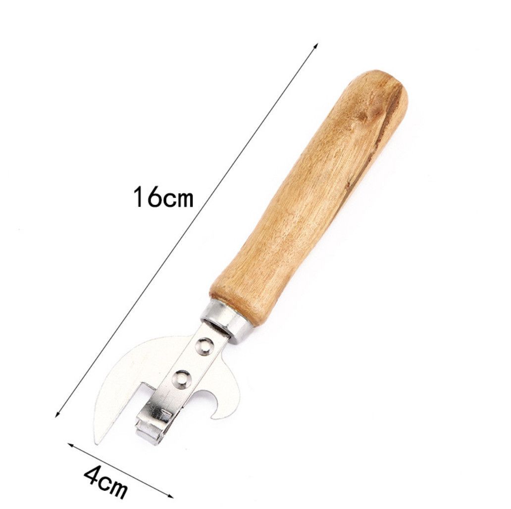 Stainless Steel Multifunctional Wine Opener with Wood Handle and Can Opener - Image 1