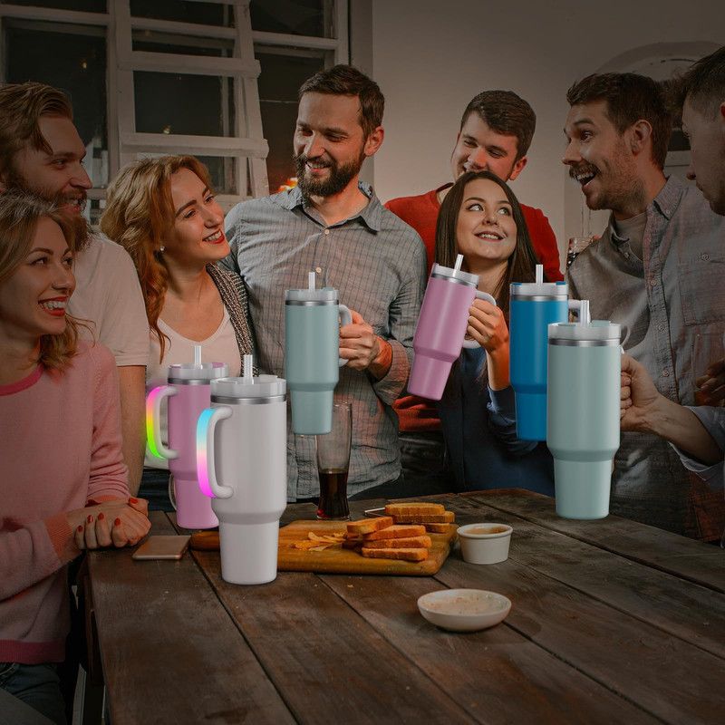 Glowing Water Cup with Colorful Handles – Creative Light Up Tumbler (Multicolor) - Image 2