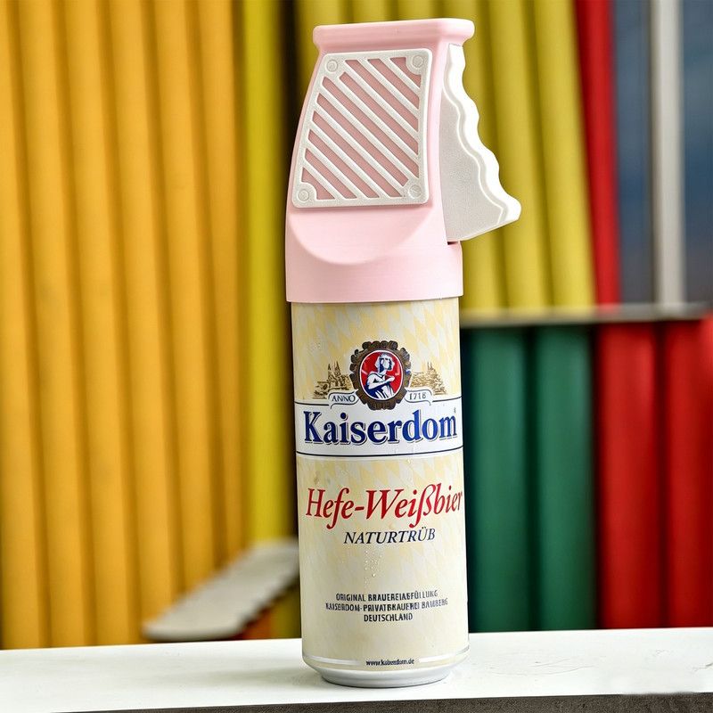 3D printed desktop ornament of a one-handed can opener, for beverages.Red - Image 3