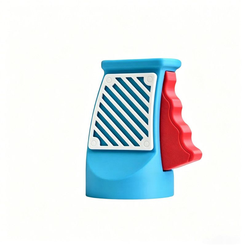 3D printed desktop ornament of a one-handed can opener, for beverages. Light blue - Image 1
