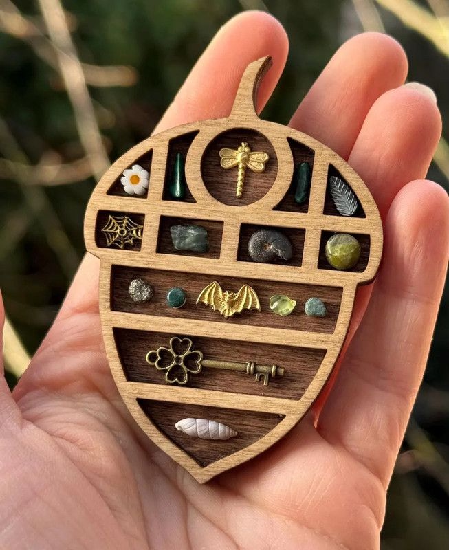 Wooden display stand for mini curiosities,Nut - Image 2