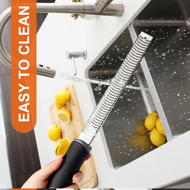 Stainless Steel Lemon Zester, Cheese Grater for Lime, Cheese, Dishwasher Safe - Image 3