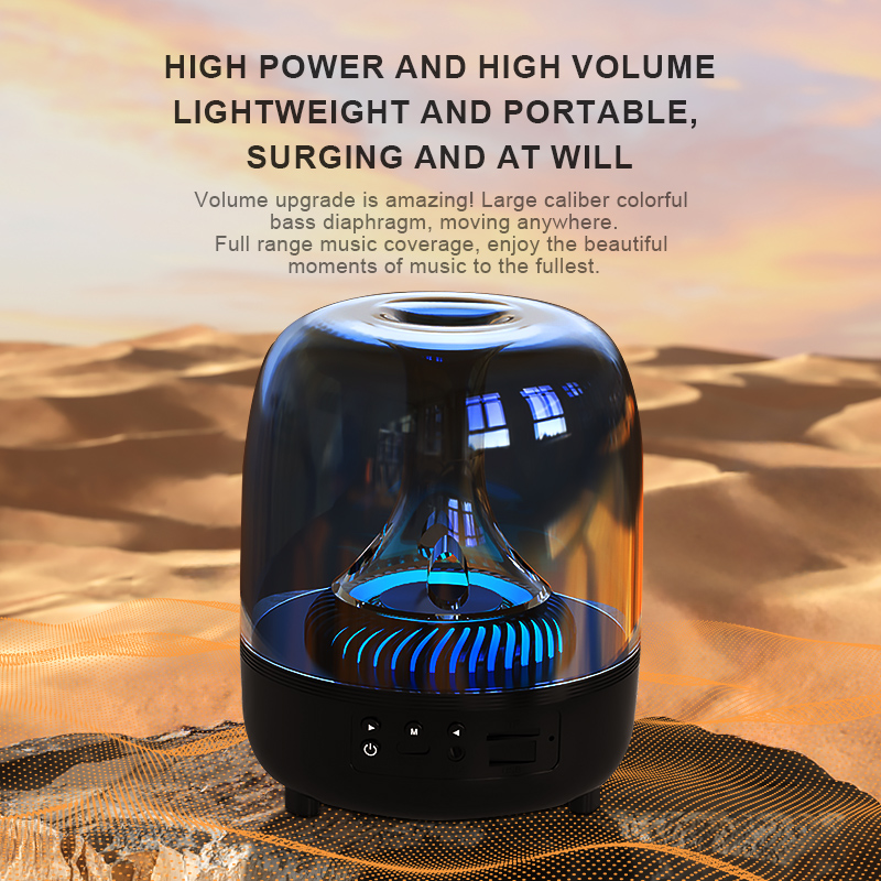Portable Wireless Speaker with 12D Surround Bass, RGB Water Ripple Ambient Light, wireless 5.3, Hands-Free Calling, Wireless Speaker for Home, Outdoor, Party, Compatible with iPhone, Android, Laptop，Grey - Image 3