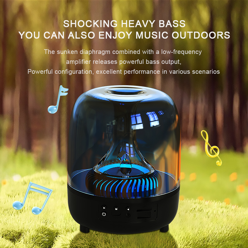 Portable Wireless Speaker with 12D Surround Bass, RGB Water Ripple Ambient Light, wireless 5.3, Hands-Free Calling, Wireless Speaker for Home, Outdoor, Party, Compatible with iPhone, Android, Laptop，Grey - Image 4