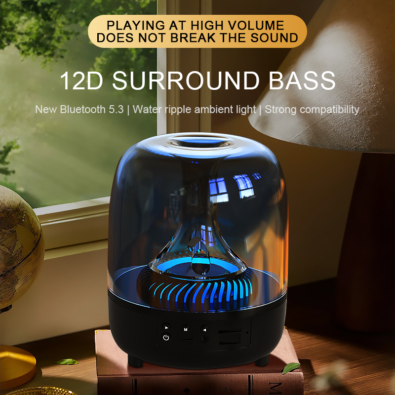 Portable Wireless Speaker with 12D Surround Bass, RGB Water Ripple Ambient Light, wireless 5.3, Hands-Free Calling, Wireless Speaker for Home, Outdoor, Party, Compatible with iPhone, Android, Laptop，Blue - Image 2