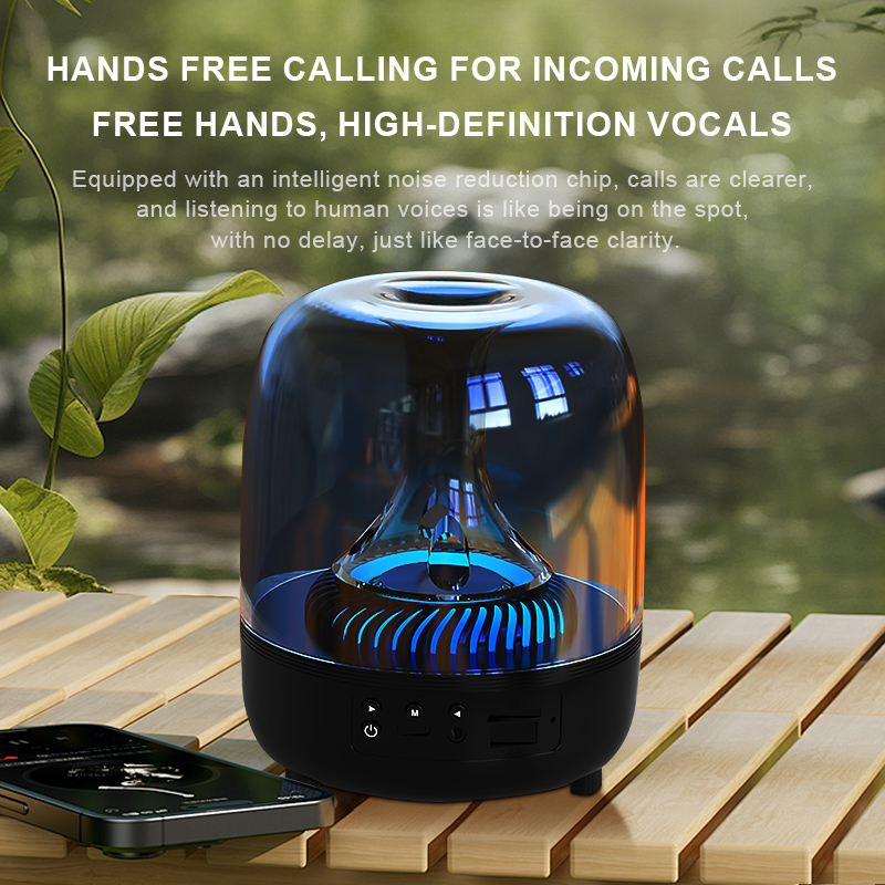 Portable Wireless Speaker with 12D Surround Bass, RGB Water Ripple Ambient Light, wireless 5.3, Hands-Free Calling, Wireless Speaker for Home, Outdoor, Party, Compatible with iPhone, Android, Laptop，Blue - Image 6