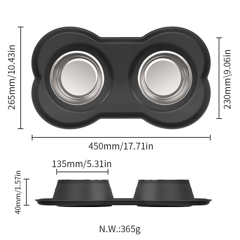 Anti Tip Stainless Steel Dog Bowl 2 in 2 Food Water Bowl - Image 2