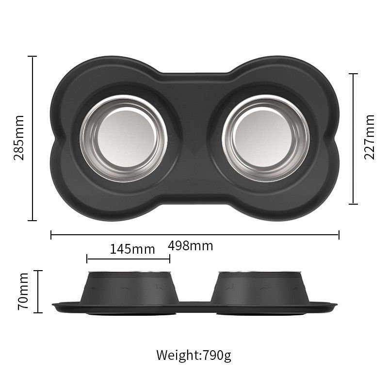 Anti Tip Stainless Steel Dog Bowl 2 in 3 Food Water Bowl - Image 2