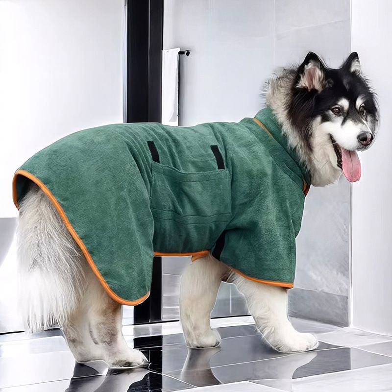 Quick Dry Dog Bathrobe Breathable Full Wrap for 14-24kg Dogs - Image 4