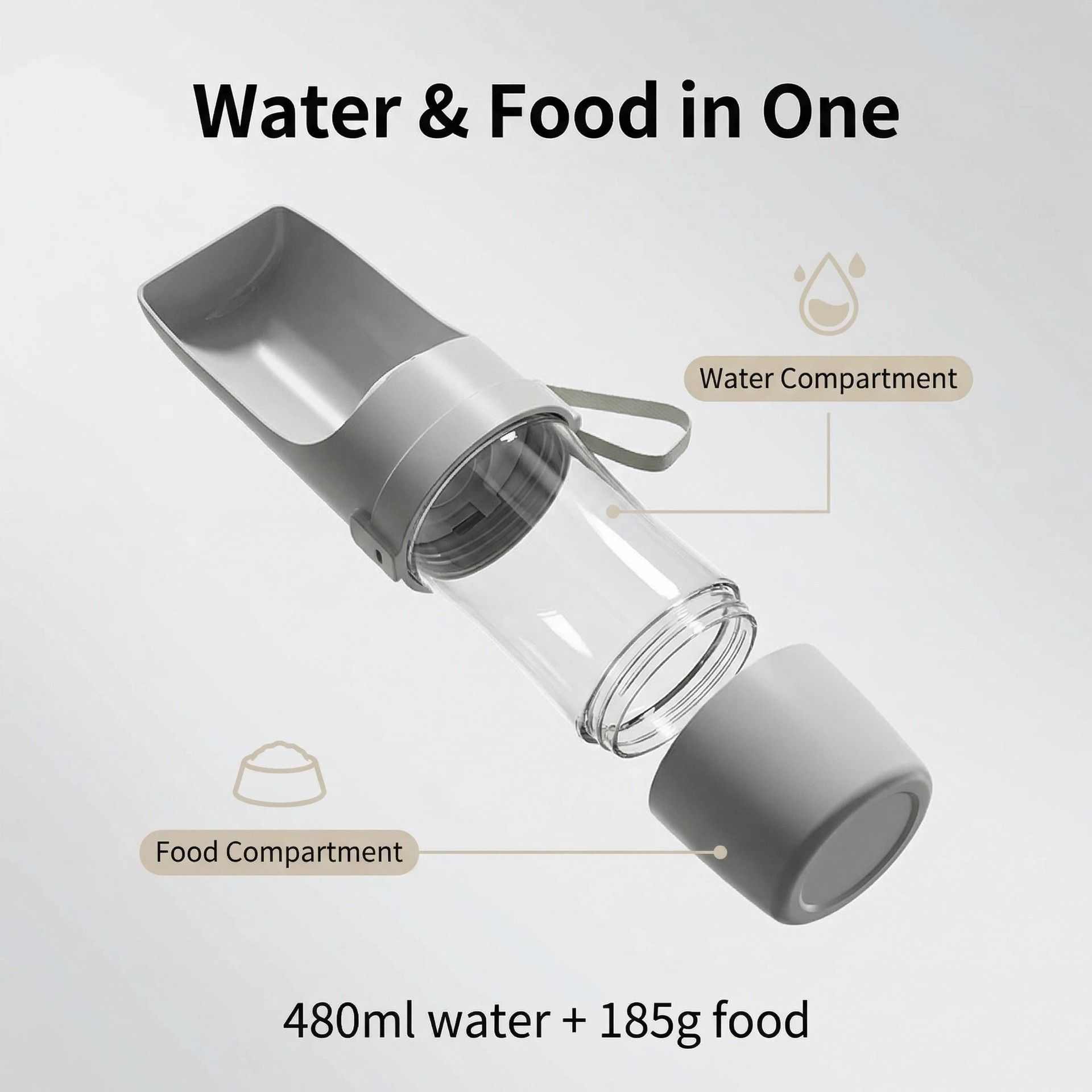 Portable Dog Water Food Cup 2-in-1 Travel Pet Feeder Water Bowl - Image 2