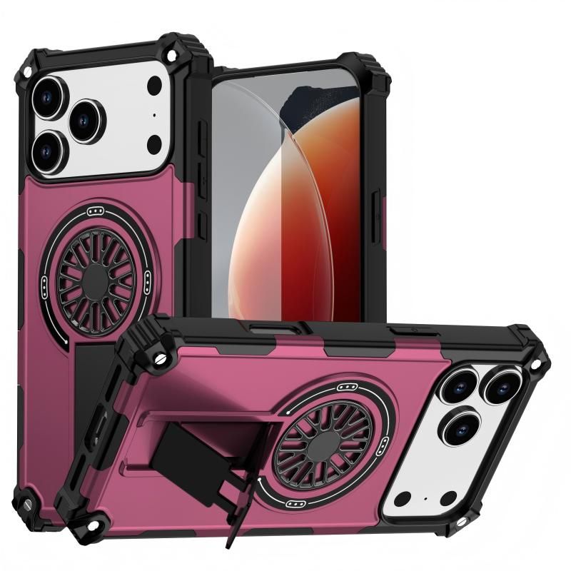 Armor Heavy Duty Magnetic Rotating Ring Kickstand Phone Case For iPhone 14 Pro Max, Anti-Drop Protective Cover In Purple - Image 1
