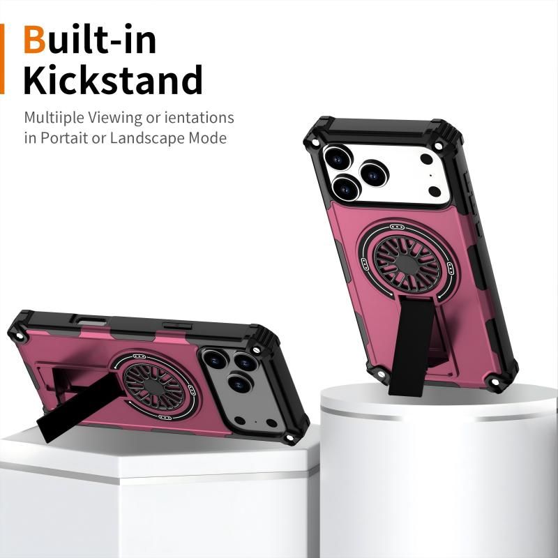 Armor Heavy Duty Magnetic Rotating Ring Kickstand Phone Case For iPhone 14 Pro Max, Anti-Drop Protective Cover In Purple - Image 7