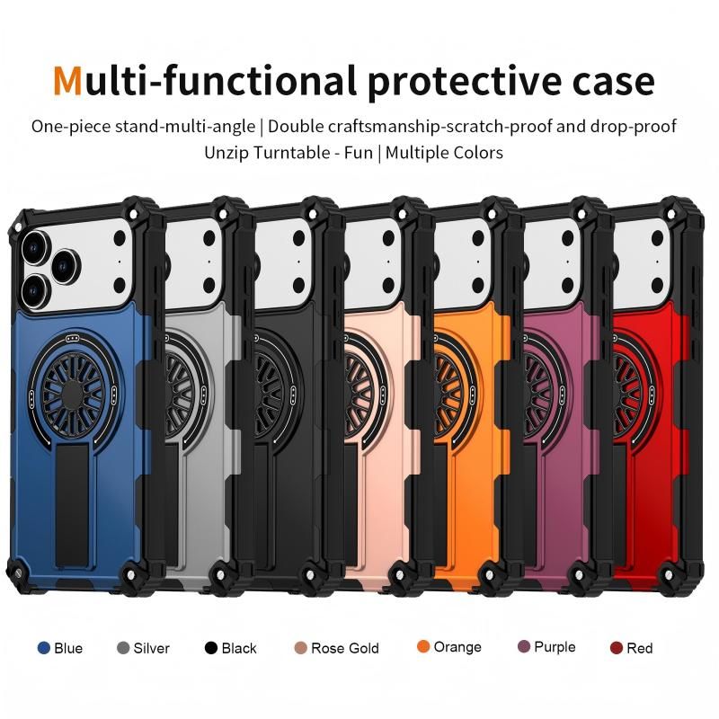 Armor Heavy Duty Magnetic Rotating Ring Kickstand Phone Case For iPhone 14 Pro Max, Anti-Drop Protective Cover In Purple - Image 8