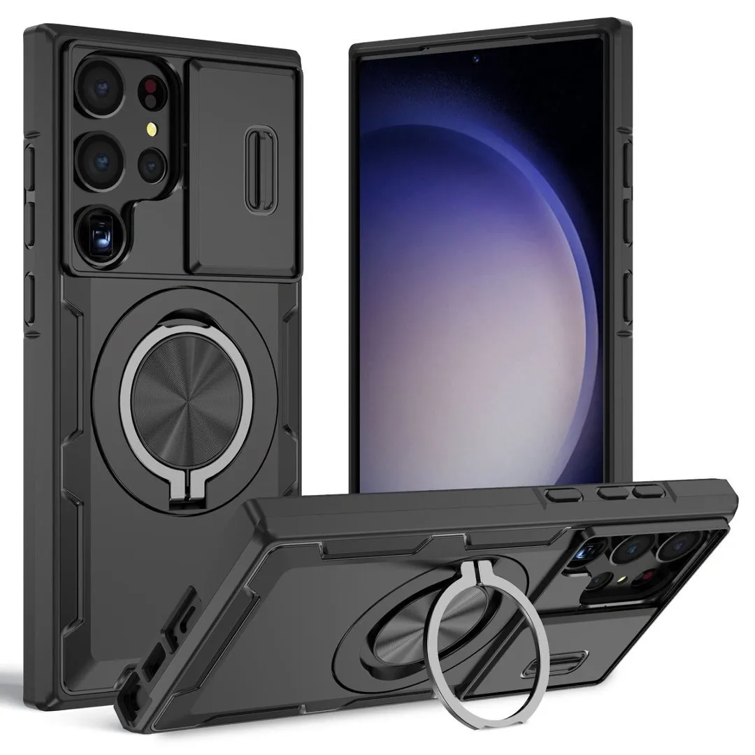 2-in-1 Magnetic Sliding Lens Case, Black for Samsung S23Ultra - Image 1