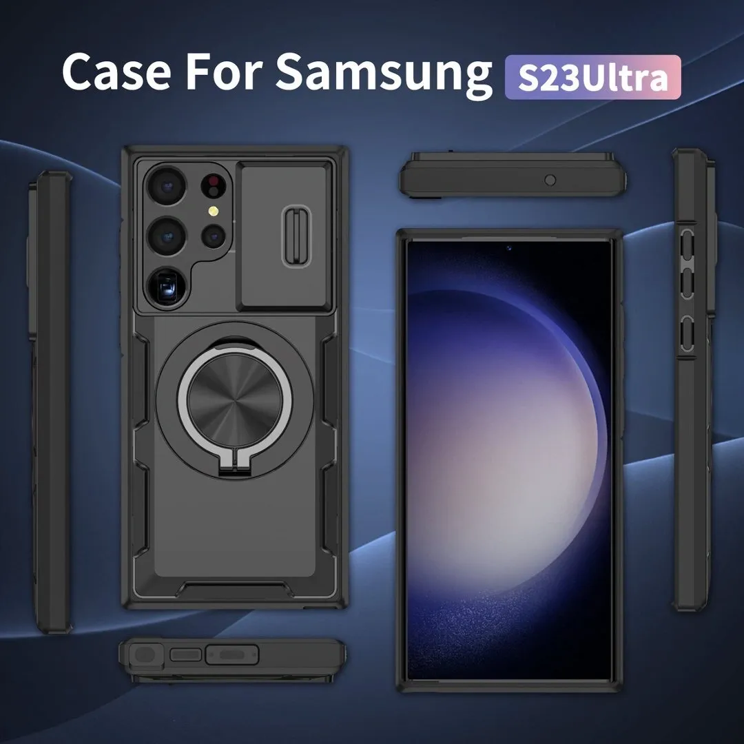 2-in-1 Magnetic Sliding Lens Case, Black for Samsung S23Ultra - Image 5
