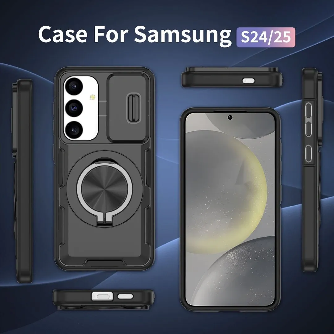 2-in-1 Magnetic Sliding Lens Case, Black for Samsung S24 - Image 5