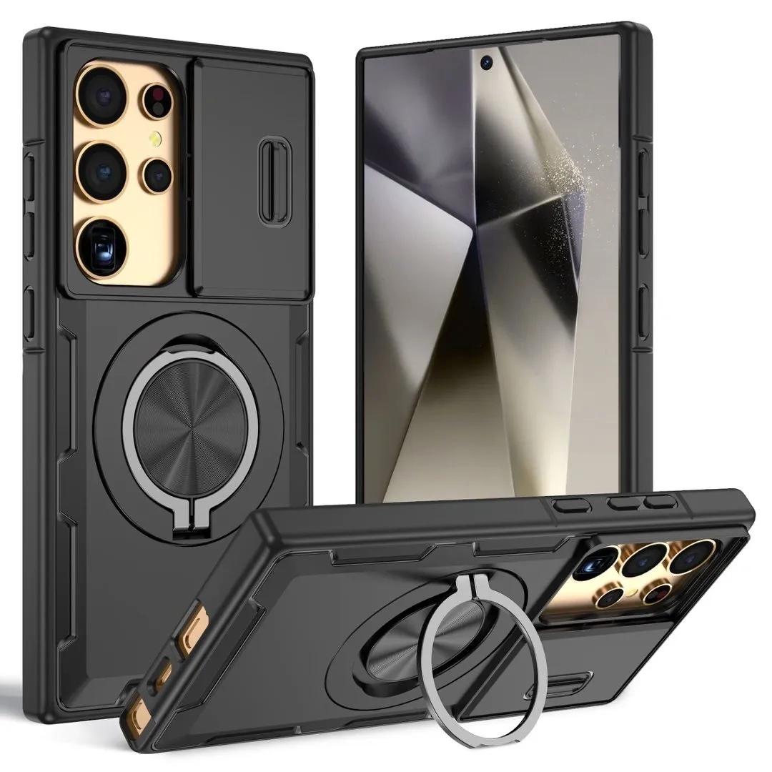 2-in-1 Magnetic Sliding Lens Case, Black for Samsung S24Ultra - Image 1