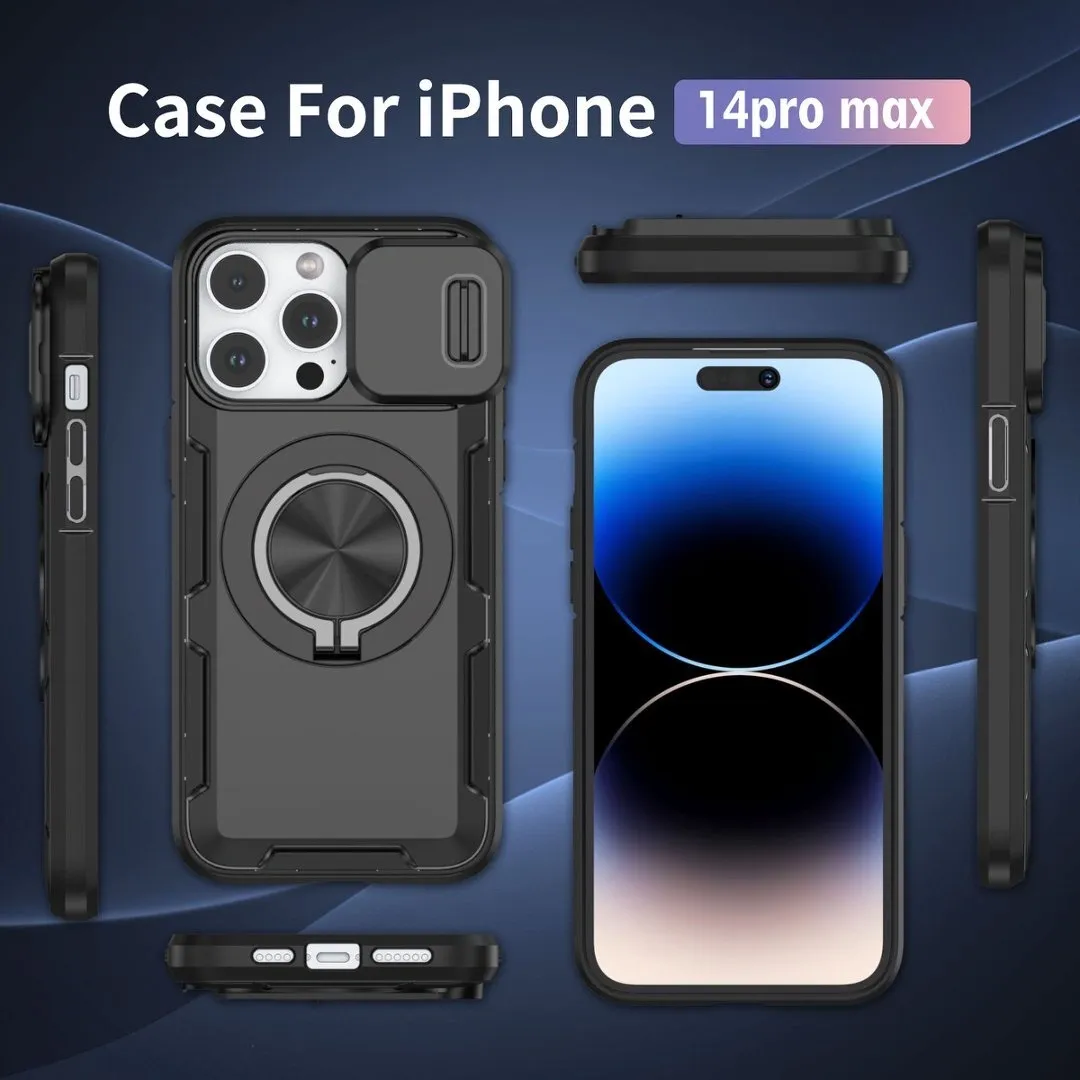 2-in-1 Magnetic Sliding Lens Case, Black for iPhone 14 Pro Max - Image 4