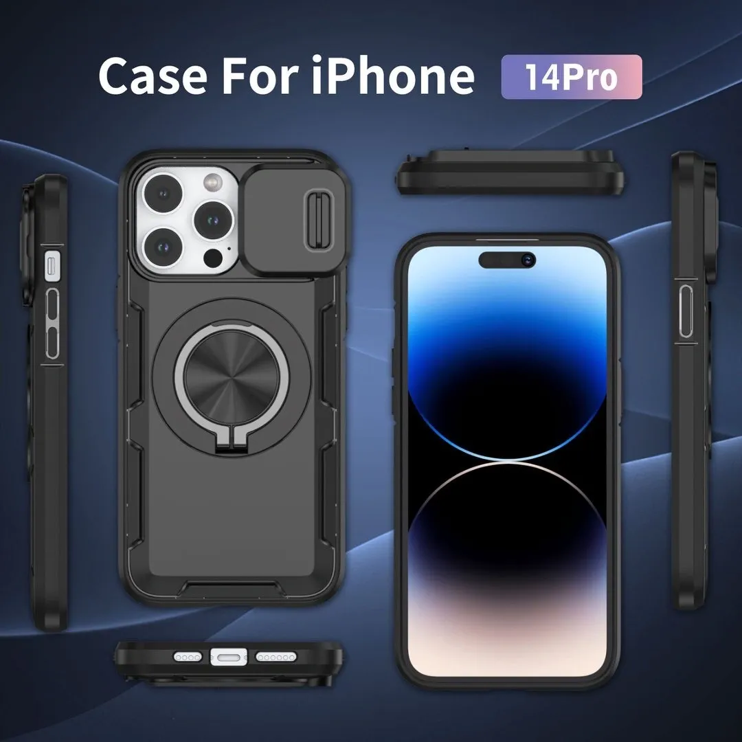 2-in-1 Magnetic Sliding Lens Case, Black for iPhone 14 Pro - Image 4