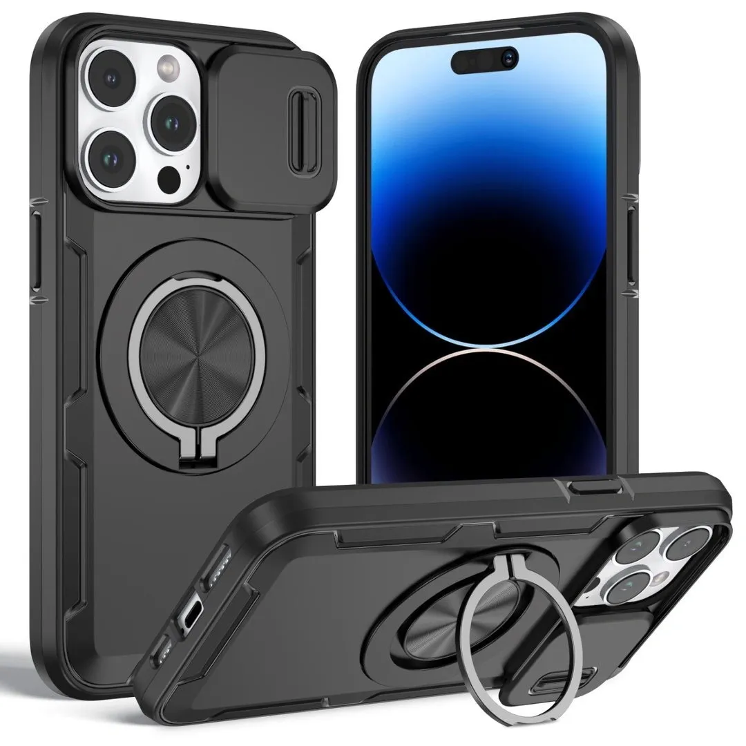 Red Warrior 2-in-1 Magnetic Sliding Lens Case black for iPhone 15 Pro Max - Image 1