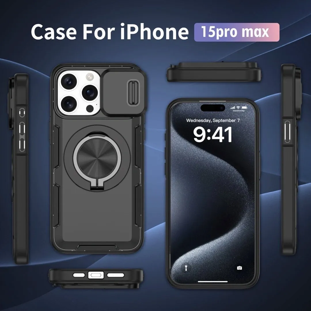 Red Warrior 2-in-1 Magnetic Sliding Lens Case black for iPhone 15 Pro Max - Image 4