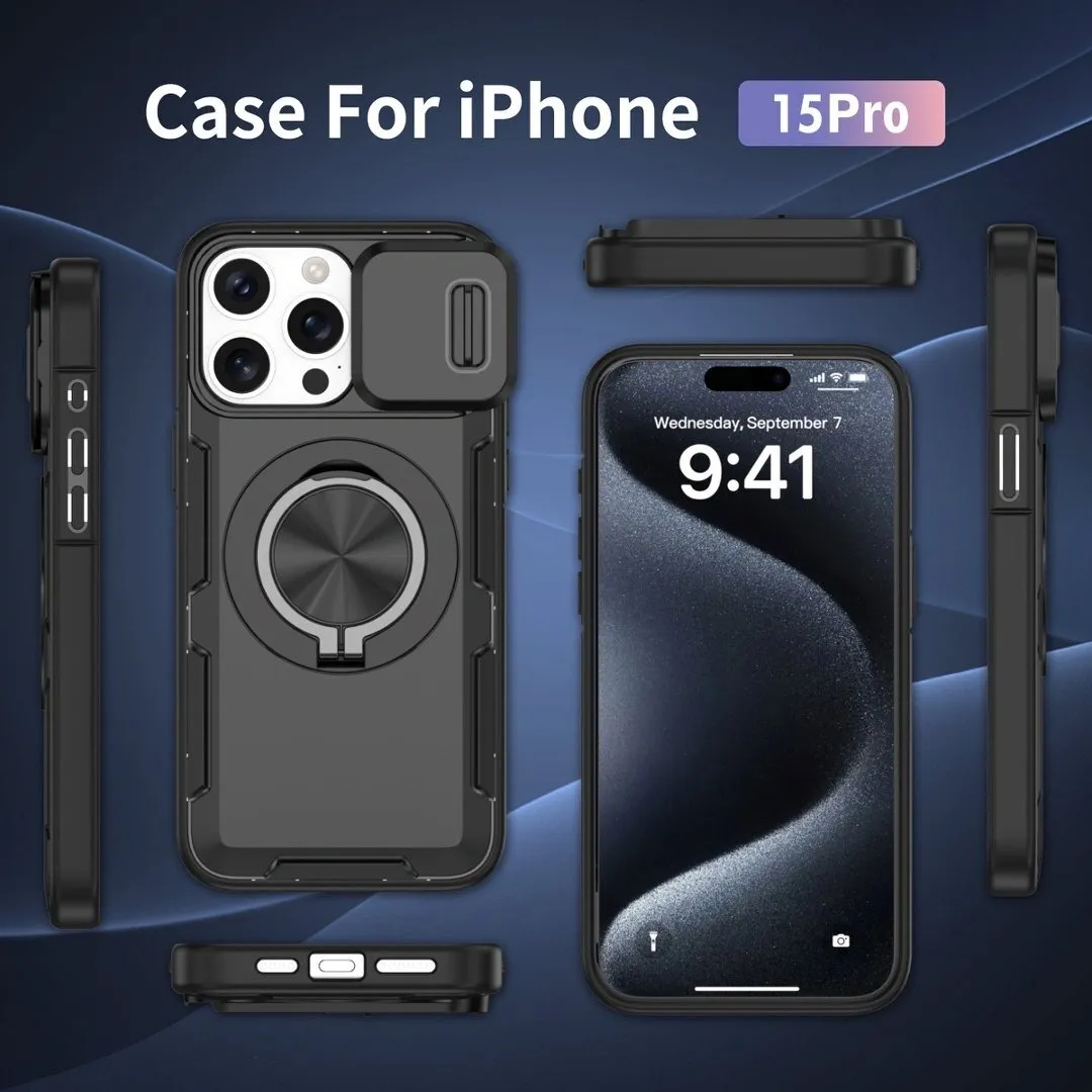 Red Warrior 2-in-1 Magnetic Sliding Lens Case black for iPhone 15 Pro - Image 4