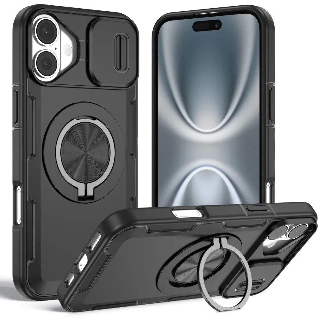 2-in-1 Magnetic Sliding Lens Case, Black for iPhone 16 - Image 1