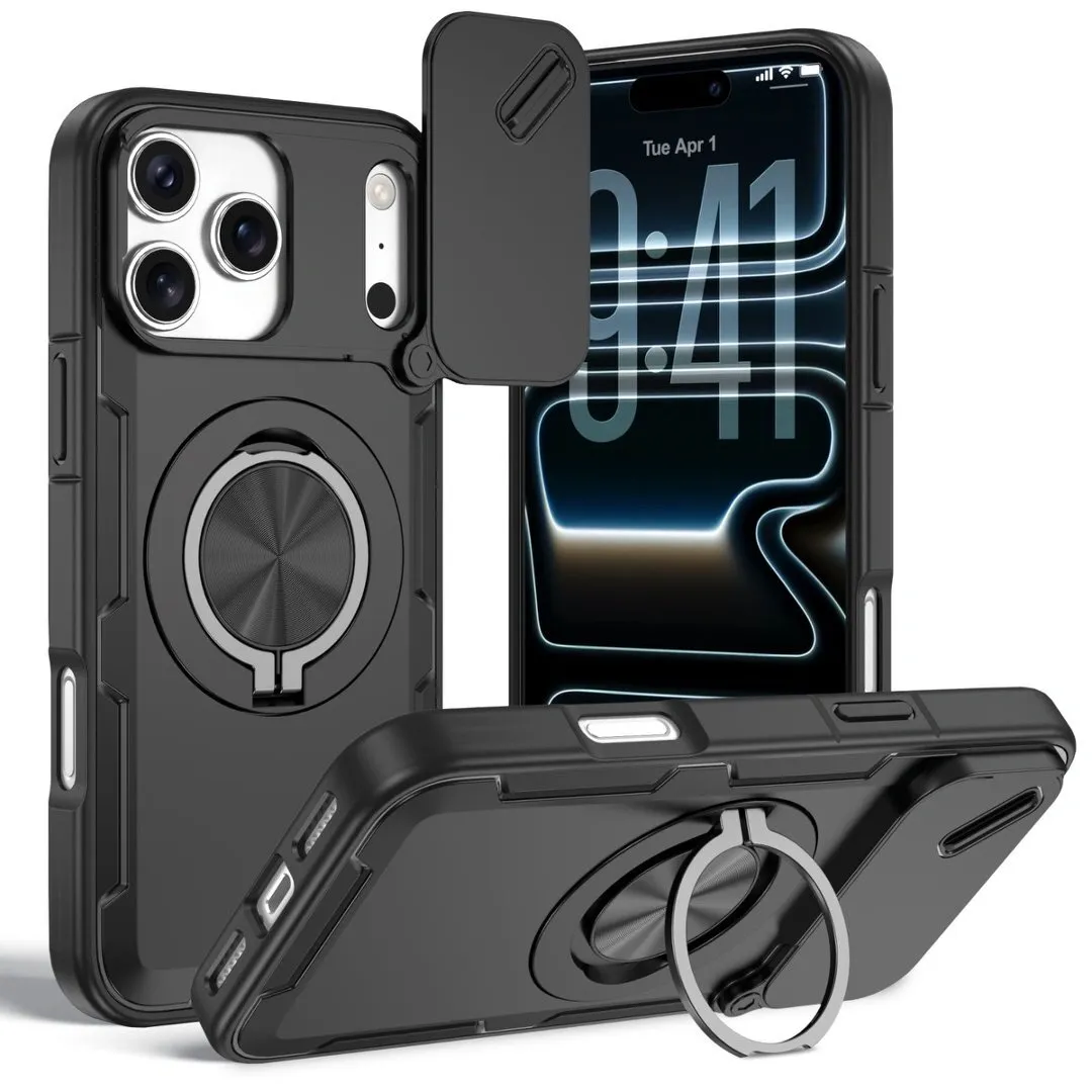2-in-1 Magnetic Sliding Lens Case, Black for iPhone 17 Pro - Image 1