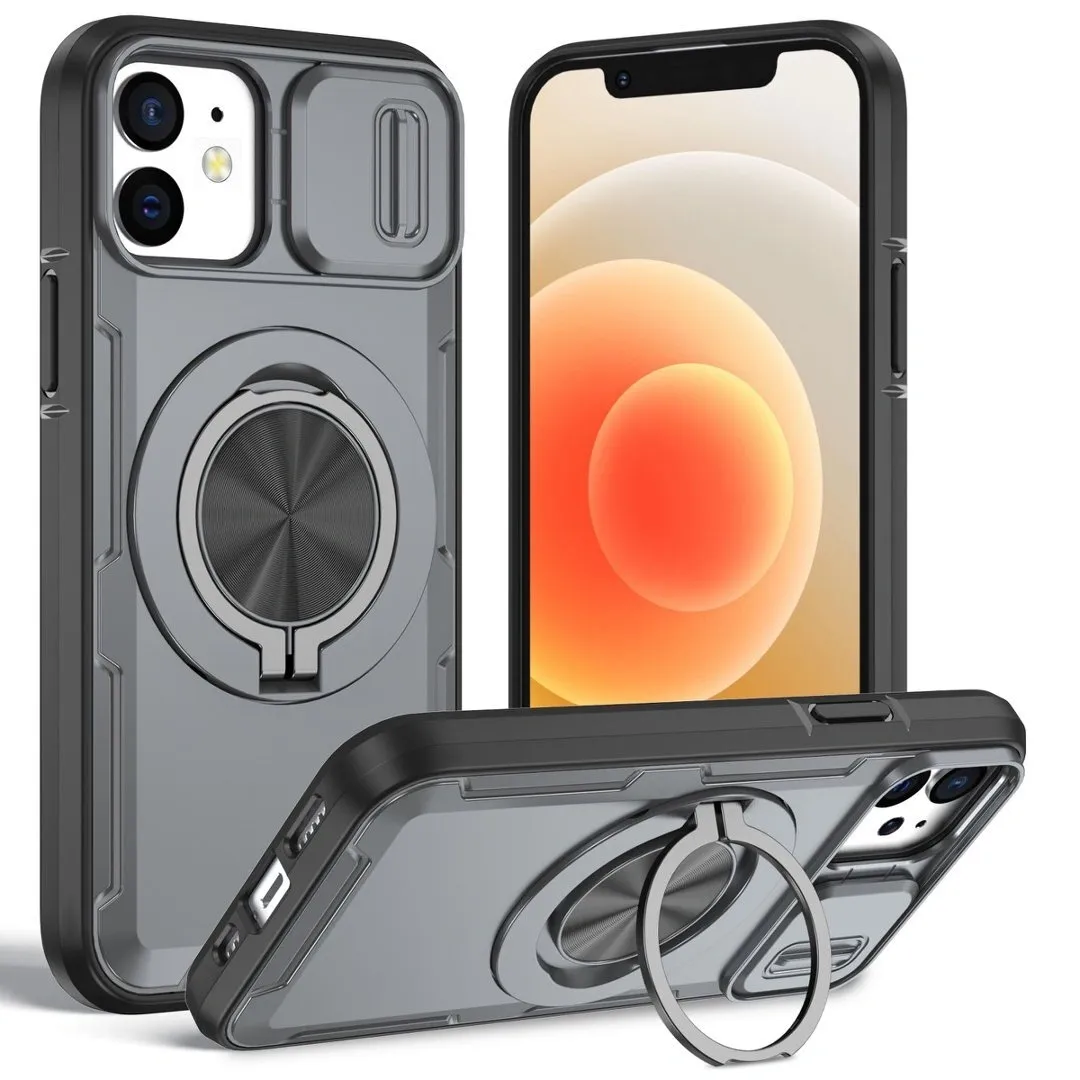 2-in-1 Magnetic Sliding Lens Case, Grey for iPhone 12 - Image 1