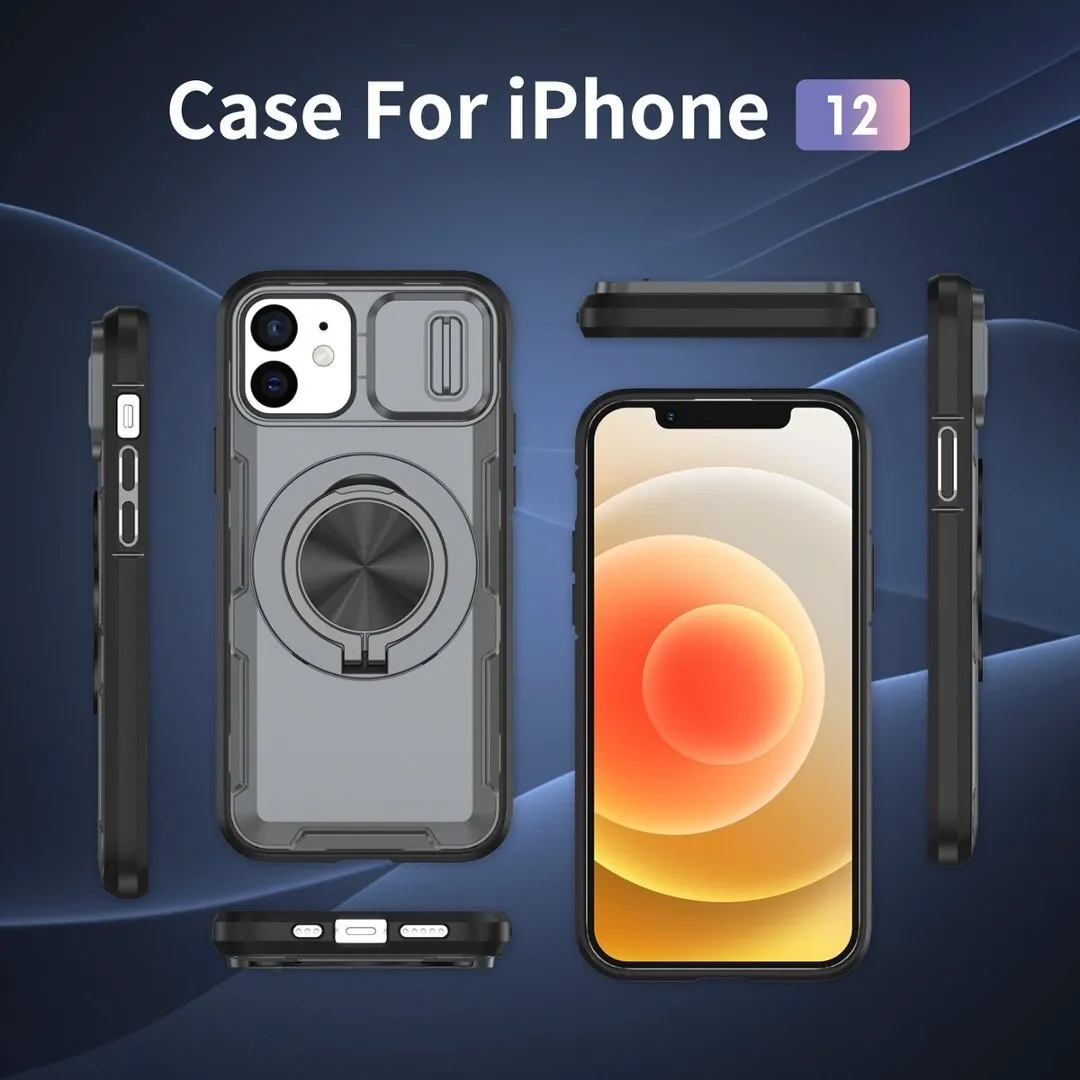 2-in-1 Magnetic Sliding Lens Case, Grey for iPhone 12 - Image 2