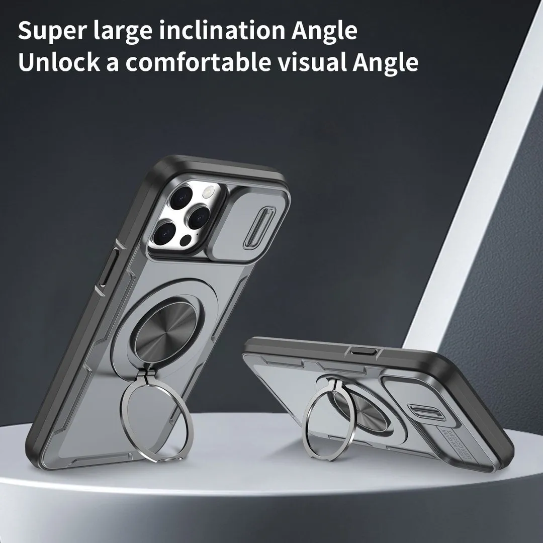 2-in-1 Magnetic Sliding Lens Case, Grey for iPhone 13 - Image 3