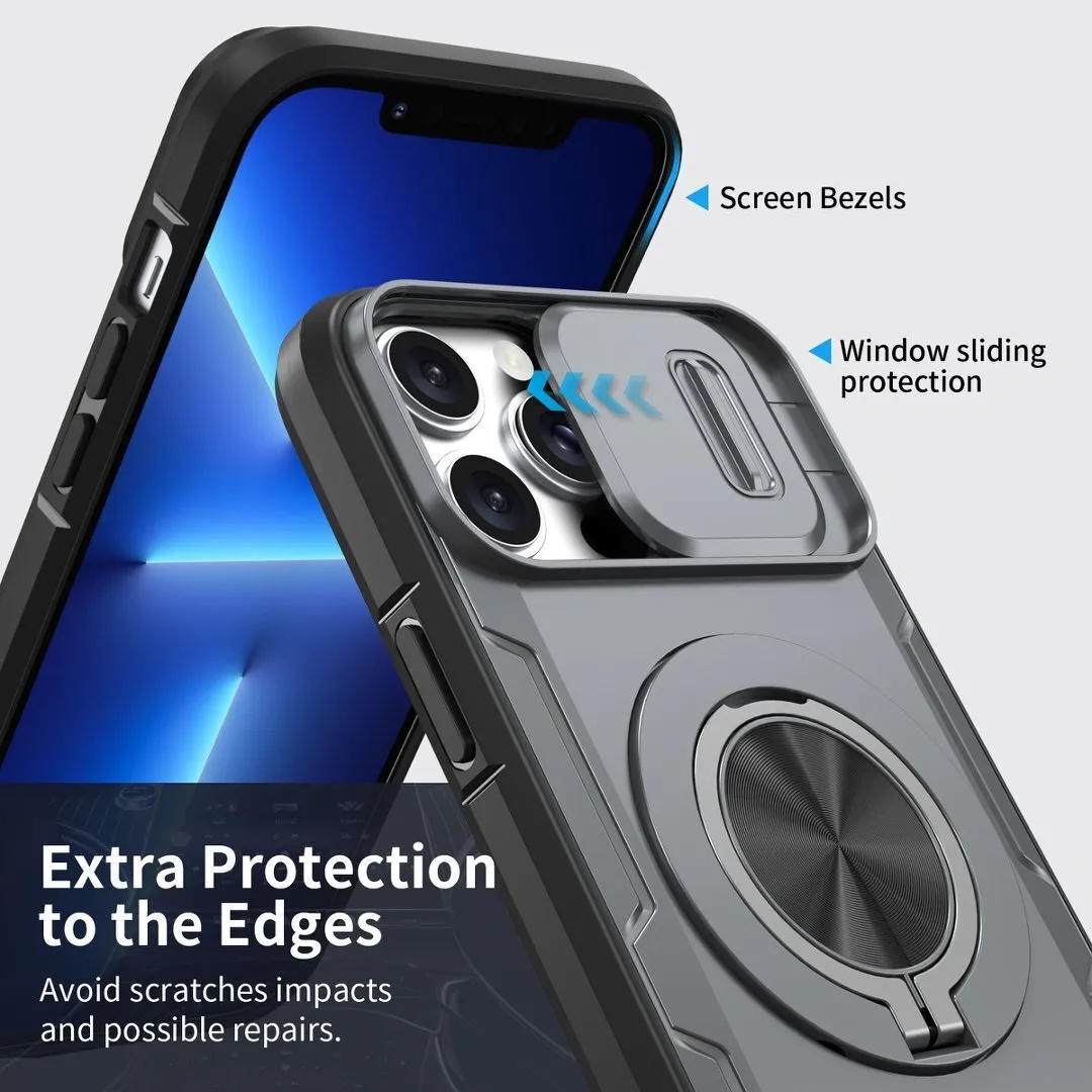 2-in-1 Magnetic Sliding Lens Case, Grey for iPhone 13 - Image 4