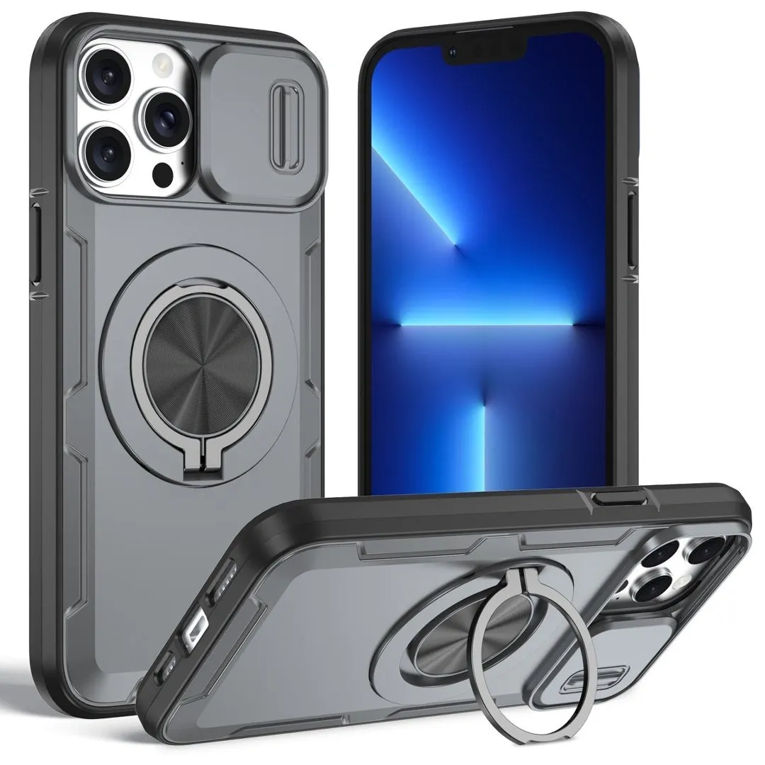 2-in-1 Magnetic Sliding Lens Case, Grey for iPhone 13 Pro - Image 1