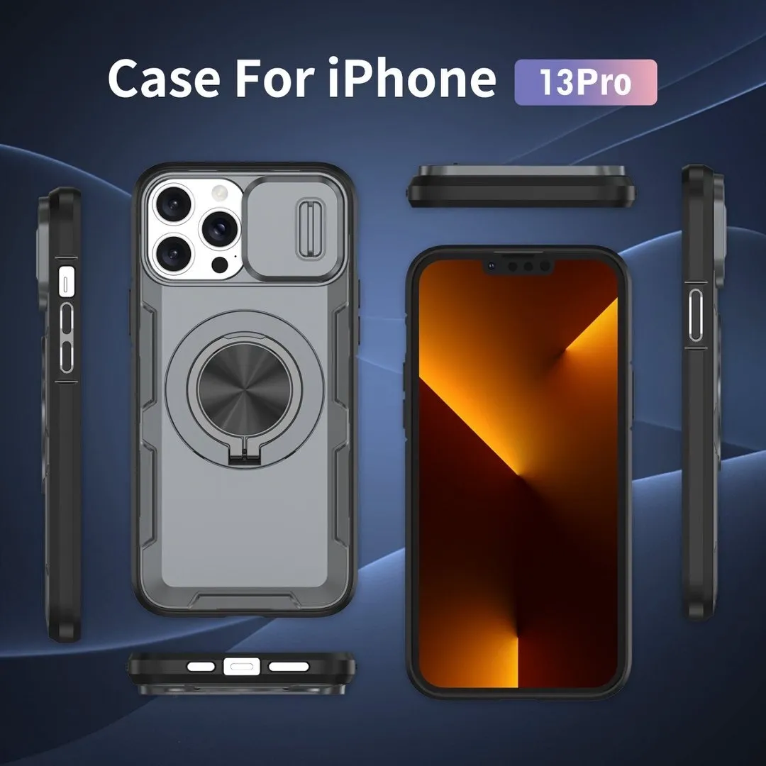 2-in-1 Magnetic Sliding Lens Case, Grey for iPhone 13 Pro - Image 2