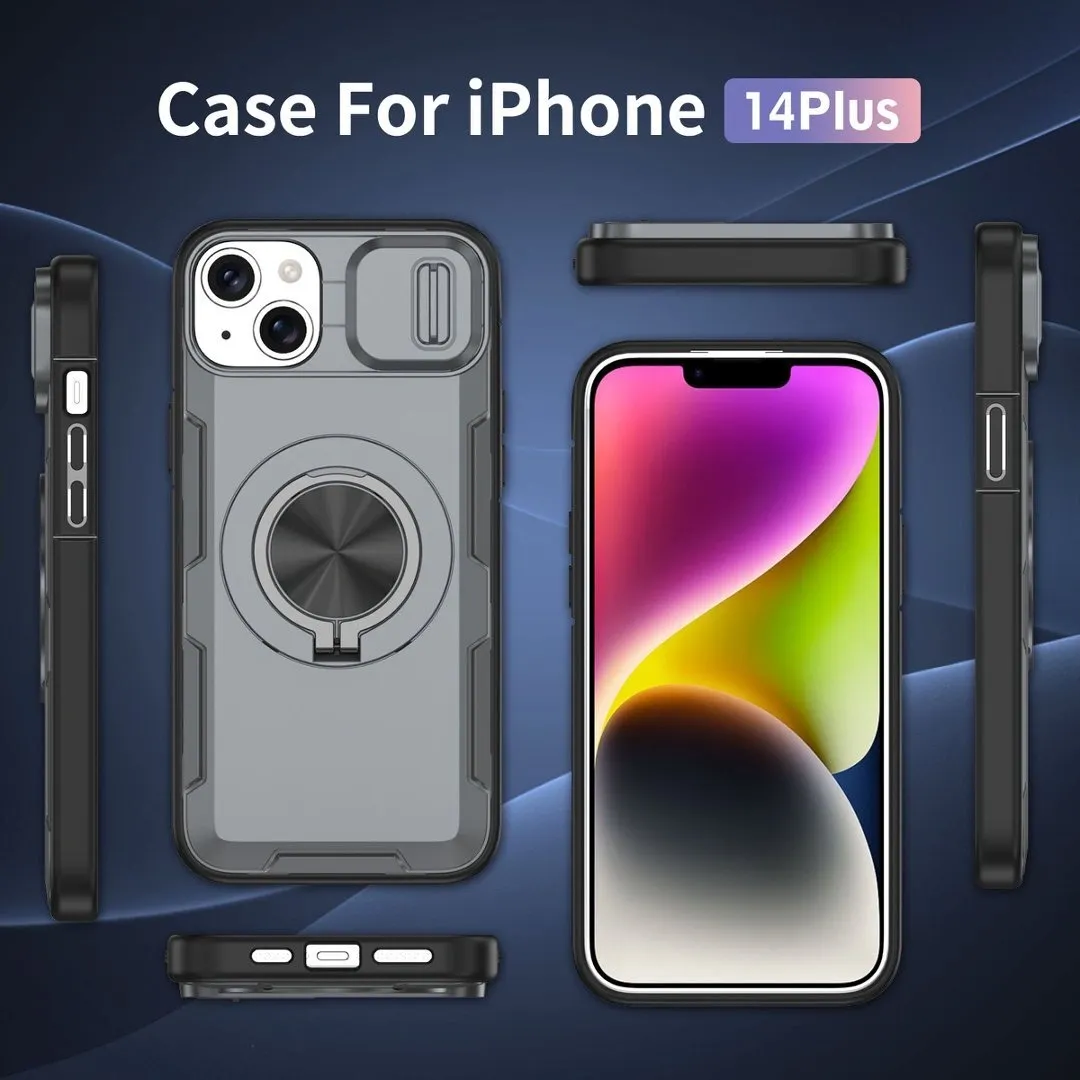 2-in-1 Magnetic Sliding Lens Case, Grey for iPhone 14 - Image 4