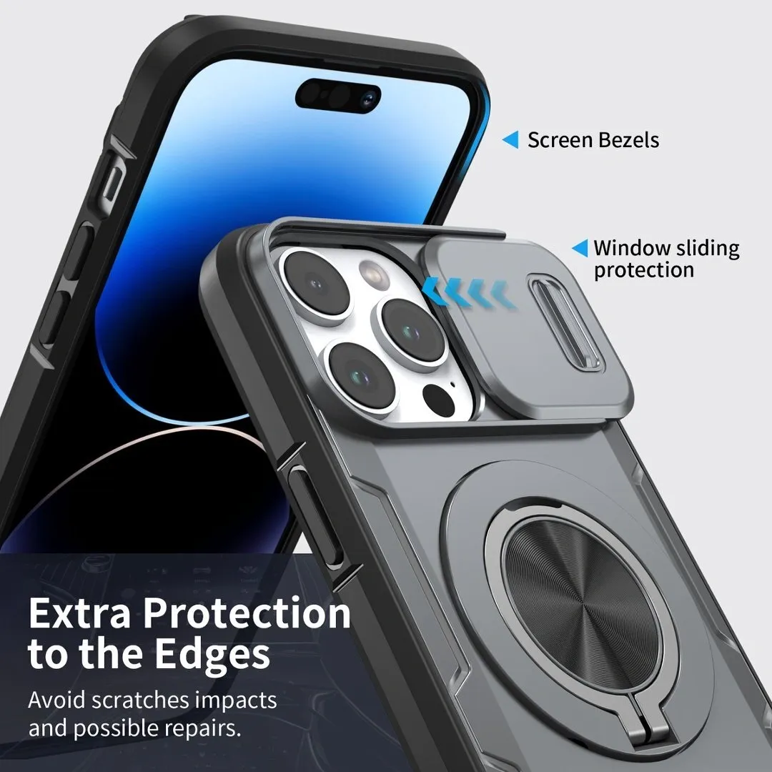 Red Warrior 2-in-1 Magnetic Sliding Lens Case grey for iPhone 14 Pro Max - Image 5