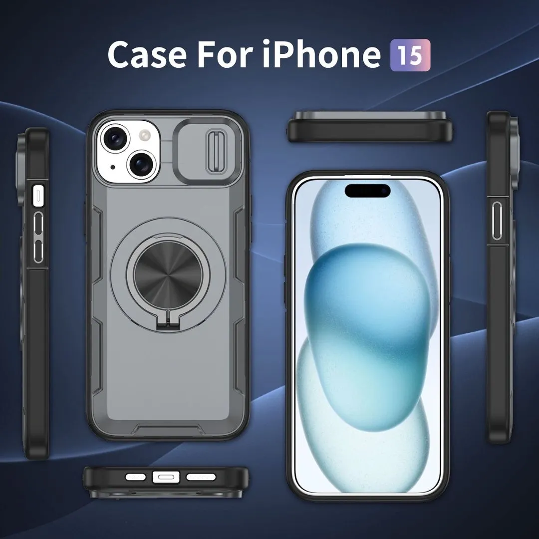 2-in-1 Magnetic Sliding Lens Case, Grey for iPhone 15 - Image 4